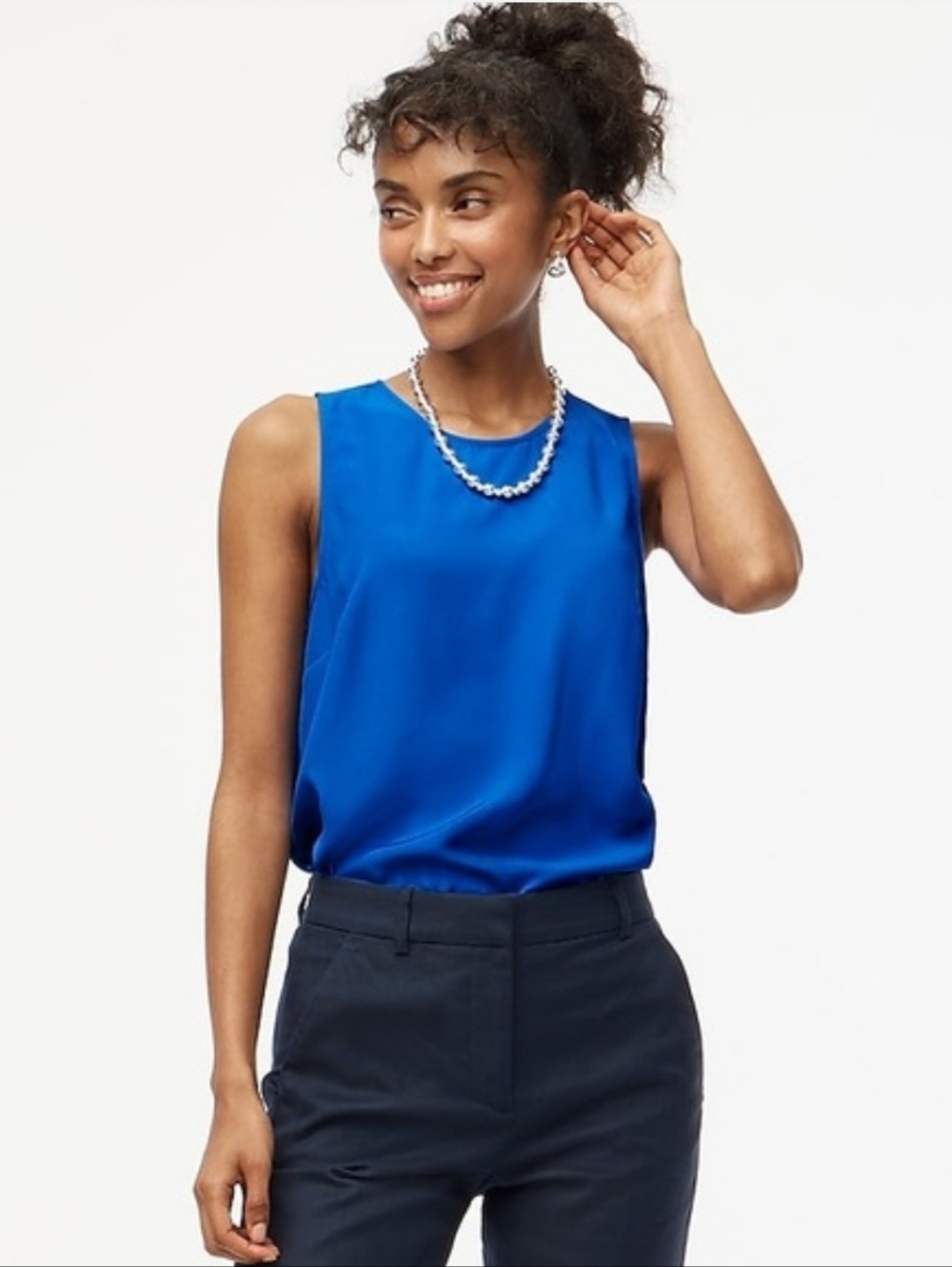 NWT J.Crew Women's Blue Button Back Detail Sleeveless Tank Top